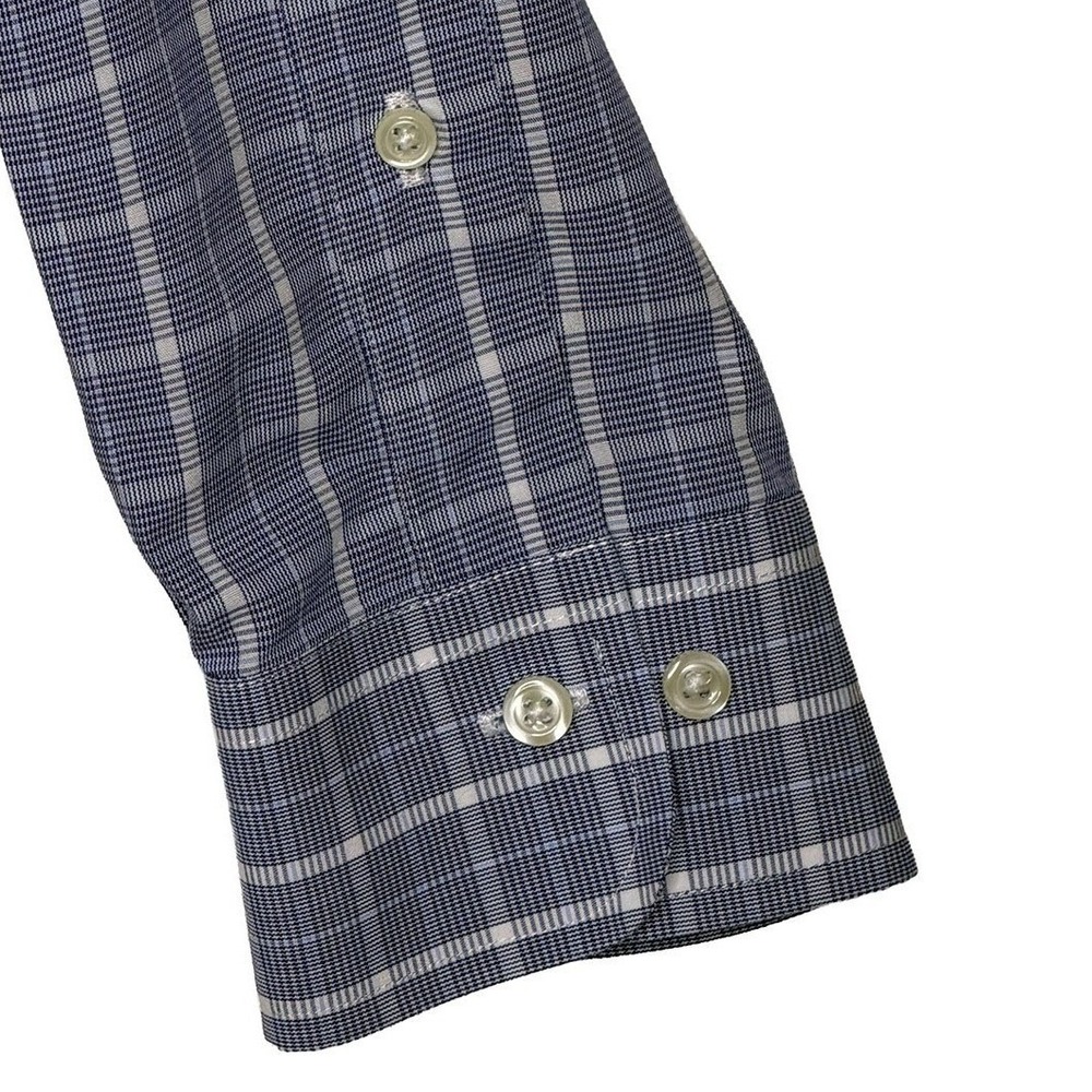 Brooks Brothers Dress Shirt 346 Non-Iron Slim Fit Blue Plaid Check Size 15 1/2 - Picture 8 of 8